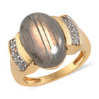 Labradorit und Zirkon-Ring, 925 Silber vergoldet  ca. 6,49 ct image number 3