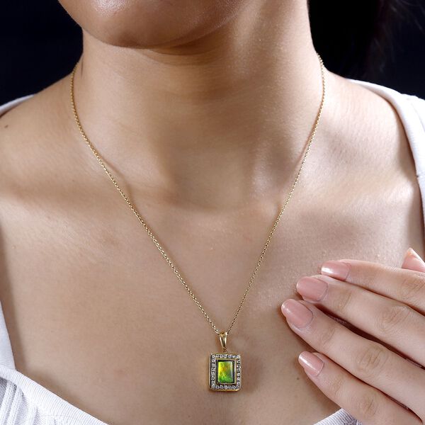 Ammolit, Wei&szlig;er Zirkon Anh&auml;nger 925 Silber 750 Gelbgold Vermeil ca. 2,74 ct. image number 3