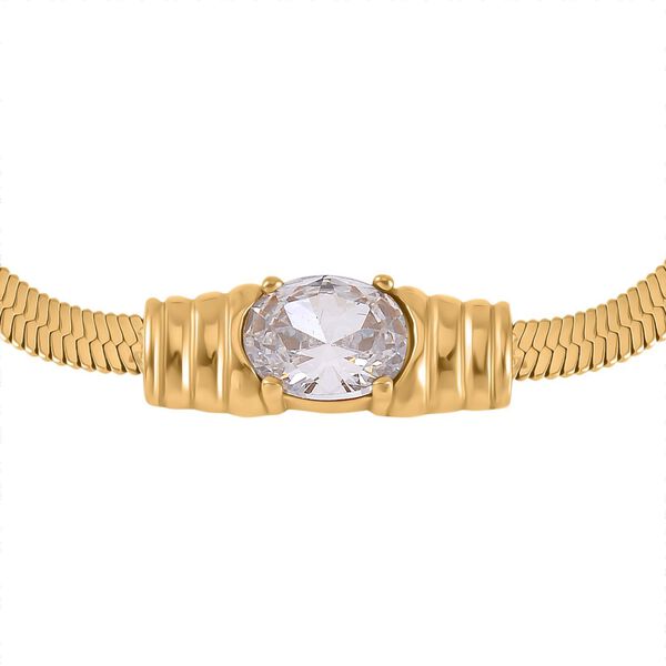 2-teiliges Schmuckset, Halskette und Armband mit Weißer Kristallen, Edelstahl goldfarben image number 8