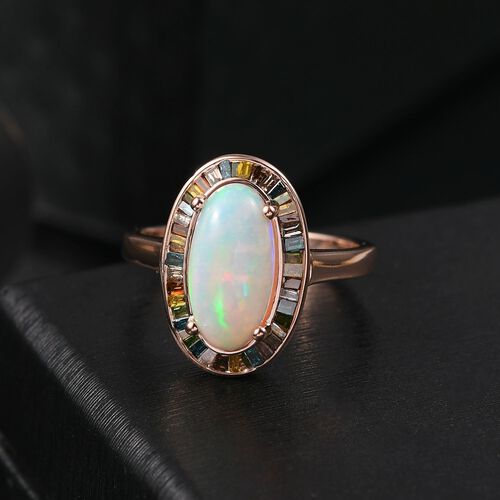 D’joy AA Natürlicher, äthiopischer Welo Opal Ring 925 Silber 750 Roségold Vermeil (Größe 19.00) ca. 2,64 ct image number 1