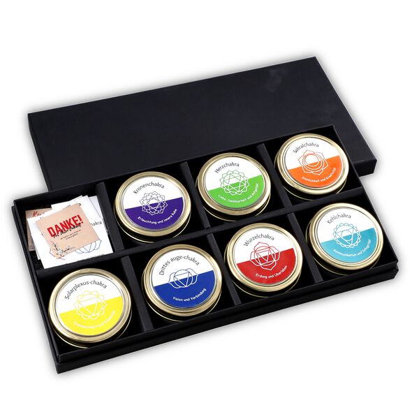 7er Set Chakra Duftkerzen mit Edelsteinen &ndash; Aromatherapie f&uuml;r K&ouml;rper und Geis, 10h Brenndauer image number 4