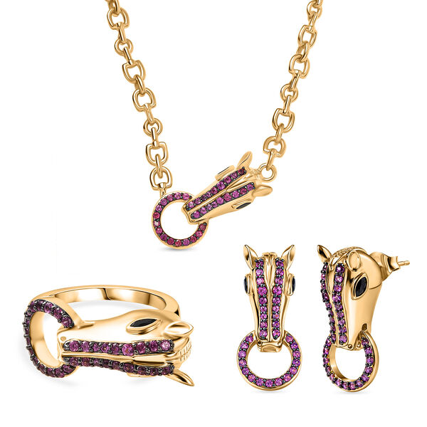 GP Trionfo Kollektion- Schwarzes Spinell, Rhodolith Granat und blaues Saphir Schmuckset