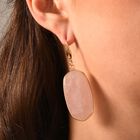 Rosenquarz Ohrringe Reiner Edelstahl IP-Gelbbeschichtung ca. 50.00 ct