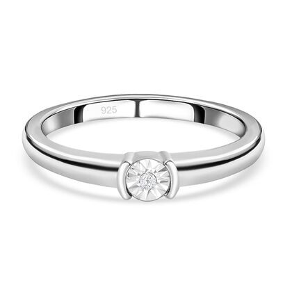 Weißer Diamant Ring, 925 Silber platiniert (Größe 17.00)