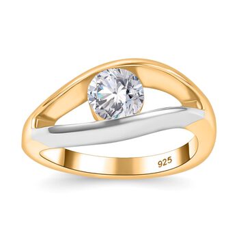 Moissanit Bicolor Ring, ca. 0,77 ct.