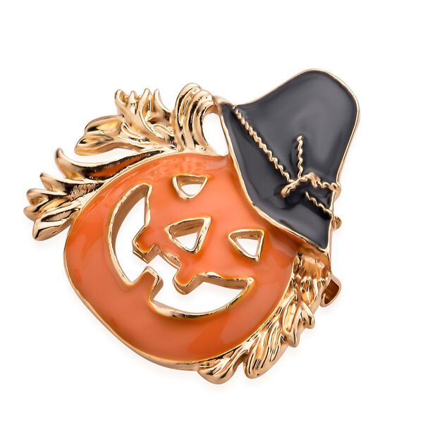 Emaillierte K&uuml;rbis-Brosche, ca. 4,50g, silberfarben image number 3