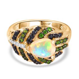 GP Trionfo Kollektion- AA äthiopischer Welo Opal, Zirkon, Chromdiopsid und Kanchanaburi blauer Saphir-Ring - 2 ct.
