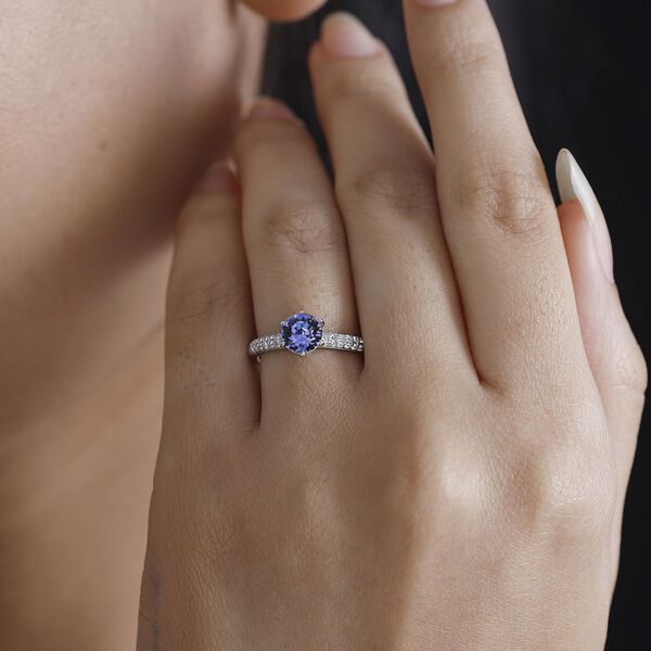 J Francis gefertigt mit SWAROVSKI- Wei&szlig;er und Tansanit Swarovski Kristall Ring image number 3