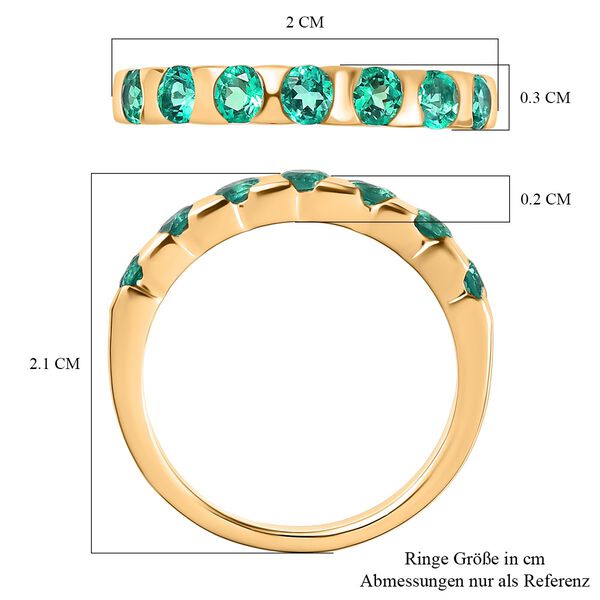 LUXURIANT AAA Labor kolumbianischer Smaragd Ring, 925 Silber 750 Gelbgold Vermeil - 0,83 ct. image number 7