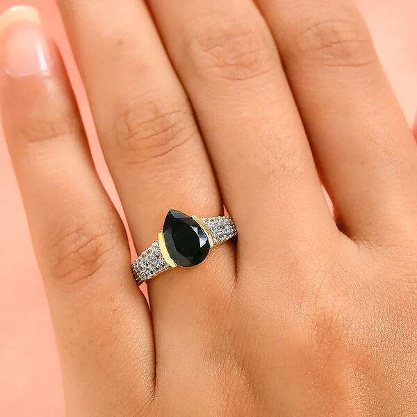 Natürlicher Chromdiopsid und Zirkon Ring 925 Silber vergoldet  ca. 2,58 ct image number 3