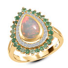 Natürlicher, äthiopischer Opal, Smaragd und Zirkon-Ring - 1,53 ct. image number 3
