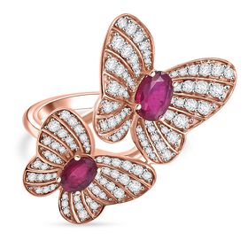 AA Afrikanischer Rubin (Fissure gefüllt) Ring 925 Silber 750 Roségold Vermeil (Größe 17.00) (10-15 Werktage Lieferzeit) ca. 3.76 ct
