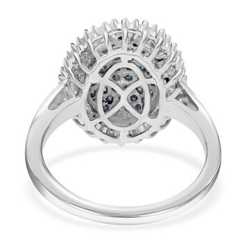 Blauer Diamant Ring, 925 Silber platiniert, (Gr&ouml;&szlig;e 21.00), ca. 1.00 ct