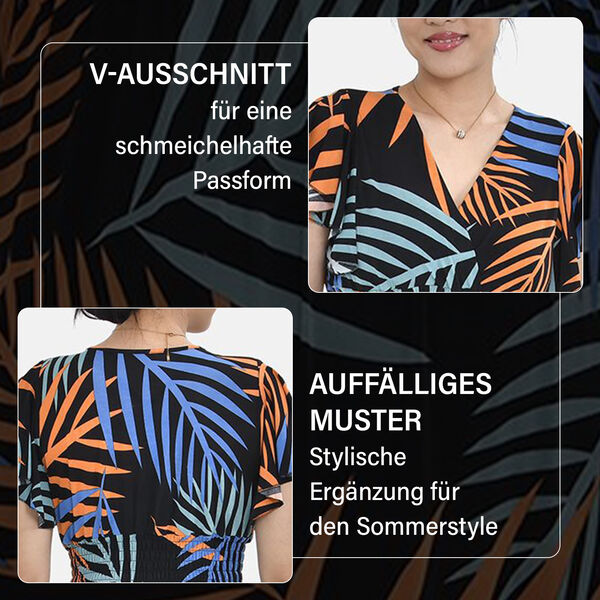 Maxikleid mit gesmokter Taille und Flatterärmeln, One Size, schwarz image number 4