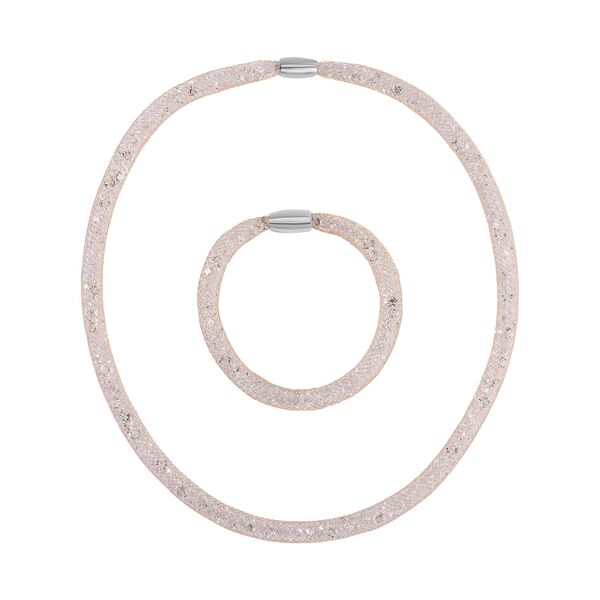 Weißer Kristall Schmuckset Reines Messing image number 0