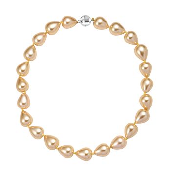 Goldene Tropfen Muschelkernperle 50cm Halskette