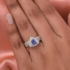 Tansanit und Zirkon-Ring, 925 Silber platiniert  ca. 1,42 ct image number 2