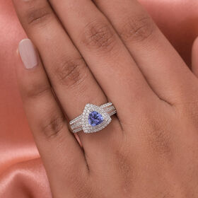 Tansanit und Zirkon Ring - 1,42 ct.