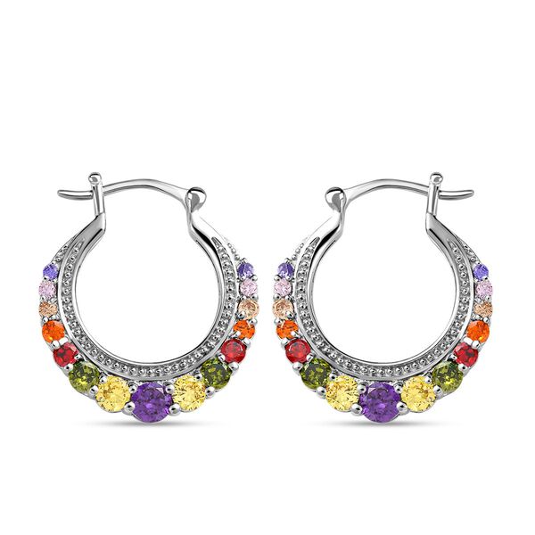 Mehrfarbig, Gelbe Zirkonia Ohrringe, Messing platiniert ca. 4.08 ct image number 4