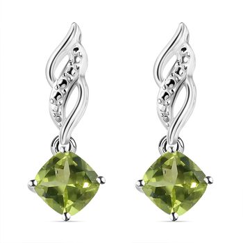 Nat&uuml;rliche Peridot-Solit&auml;r-Ohrh&auml;nger in Silber, 1,20 ct.