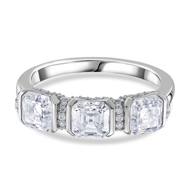 RADIANTA GRA zertifiziert Moissanit (D-VVS) Ring 925 Silber rhodiniert (Gr&ouml;&szlig;e 16.00) ca. 2.06 ct