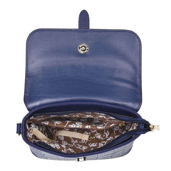 Crossbody Tasche aus 100% echtem Leder mit RFID Schutz, Größe 20x9,5x18 cm, Blau image number 6