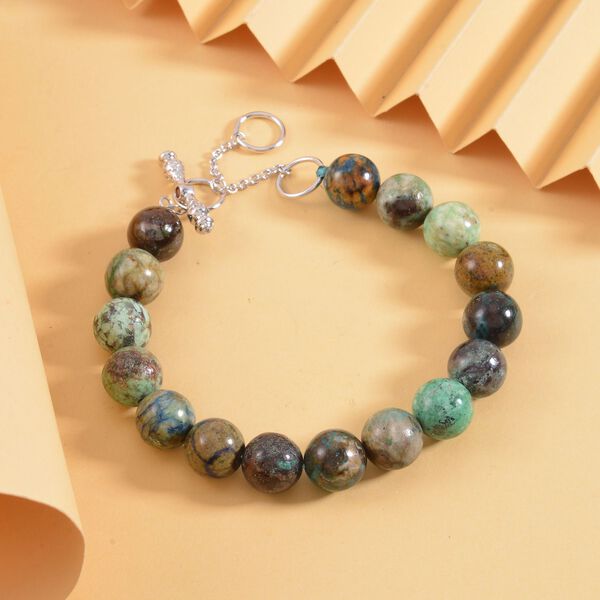 AAA Chrysokoll, Roter Granat Armband ca. 18 cm 925 Silber rhodiniert ca. 126.09 ct image number 2