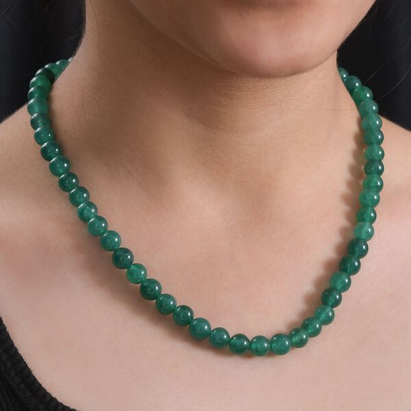 Grüner Aventurin Halskette ca. 45 cm+ 5 cm Extender, Edelstahl ca. 195,00 ct. image number 2