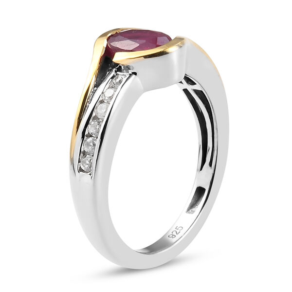 Afrikanischer Rubin und Zirkon Ring 925 Silber Bicolor  ca. 1,41 ct image number 5