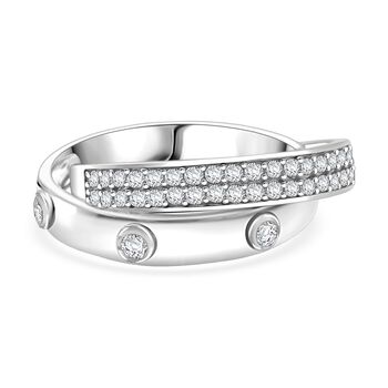 LUSTRO STELLA - Wei&szlig;er Zirkonia Ring 925 Silber rhodiniert (Gr&ouml;&szlig;e 19.00)