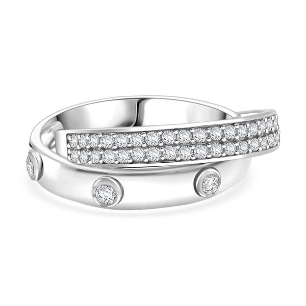 LUSTRO STELLA - Wei&szlig;er Zirkonia Ring 925 Silber rhodiniert (Gr&ouml;&szlig;e 19.00)