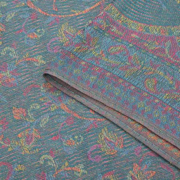 Jacquard Paisley-Schal mit Fransen, 170cm x 75cm, T&uuml;rkis image number 6