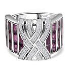 GP Royal Art Deco - Rhodolith Granat, Kanchanaburi Blauer Saphir Ring 925 Silber rhodiniert (Größe 17.00) ca. 4.60 ct