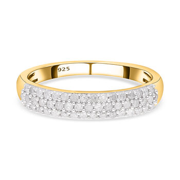 Wei&szlig;er Diamant Ring, 925 Silber Gelbgold Vermeil (Gr&ouml;&szlig;e 20.00) ca. 0.50 ct