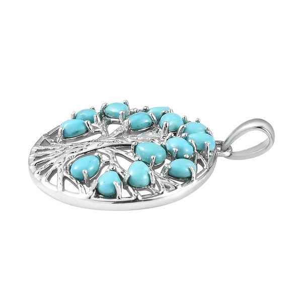 Nat&uuml;rlicher Sleeping Beauty T&uuml;rkis Baum des Lebens Anh&auml;nger in Silber, 1,86 ct. image number 3