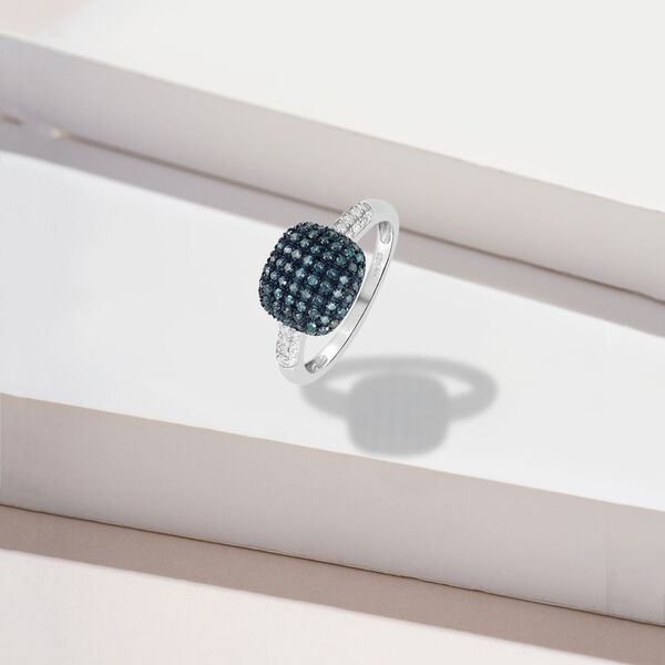 Blauer Diamant-Ring, 925 Silber platiniert  ca. 0,50 ct image number 2