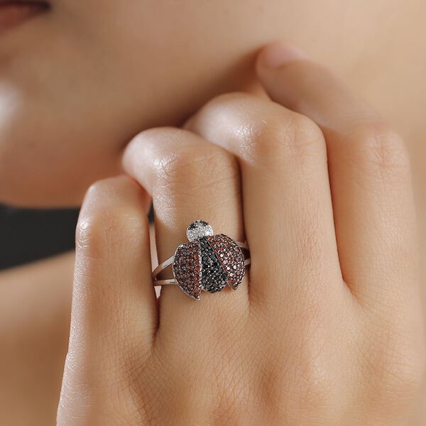 GP Trionfo Kollektion - Schwarzer Spinell, Zirkon, Mosambik Granat und Kanchanaburi blauer Saphir-Ring - 1,04 ct. image number 3