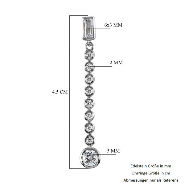 LUSTRO STELLA Hergestellt mit Feinster ZIRKONIA Tropfen Ohrhänger 925 Silber platiniert  image number 5