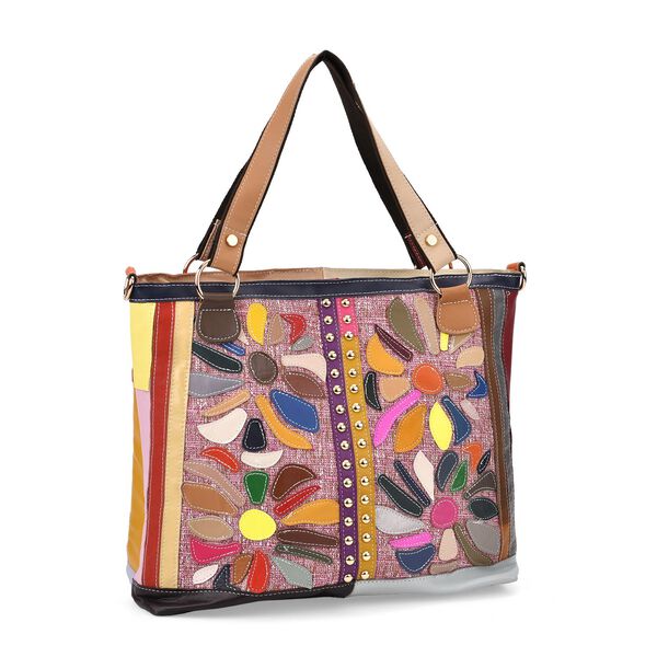 Chaos by Elsie Echtleder Crossbody Tasche mit RFID, Pink mit Blumen, 2 Au&szlig;entaschen, 1 Innen-Rei&szlig;verschlusstasche, Mini-Flashlight image number 7