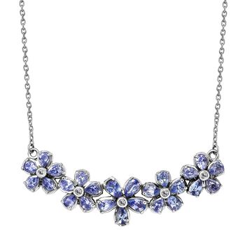 Tansanit Halskette, ca. 45 cm, 925 Silber platiniert, ca. 4.35 ct