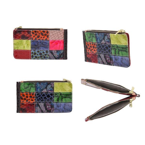 Chaos by Elsie: Patchwork Brieftasche aus 100% echtem Leder mit RFID Schutz, Leopardenmuster image number 4