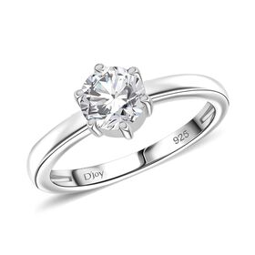 Moissanit Ring 925 Silber rhodiniert (Größe 18.00) ca. 0,75 ct