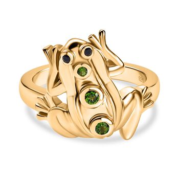 GP Trifono Kollektion-Nat&uuml;rlicher Chromdiopsid, schwarzer Spinell und Kanchanaburi blauer Saphir-Ring - 0,17 ct.