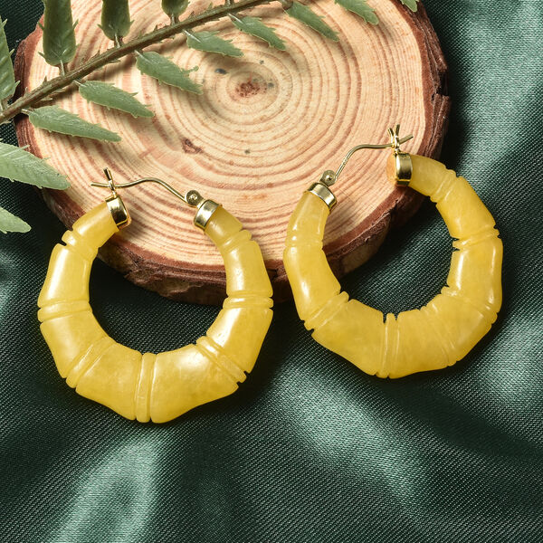 Gelbe Jade-Creolen, 925 Silber vergoldet ca. 77.50 ct image number 2