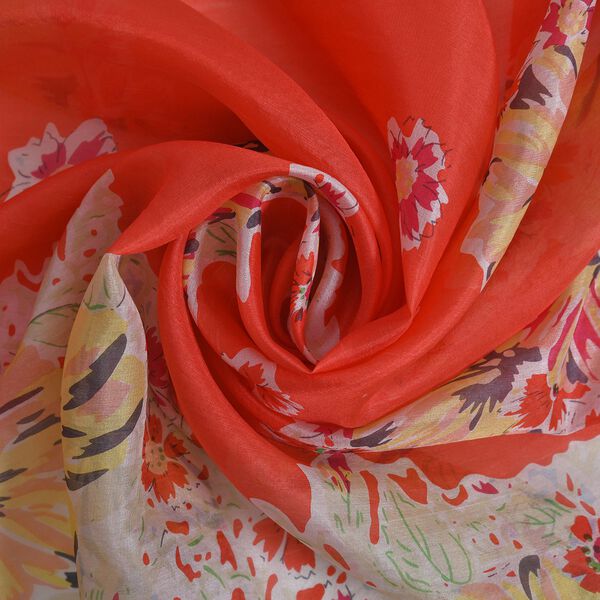 LA MAREY bedruckter Seidenschal, Orange image number 4