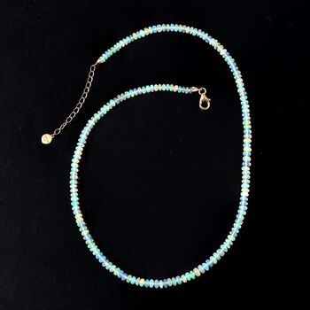 LUXORO zertifiziert und gepr&uuml;ft AAAA nat&uuml;rliche, &auml;thiopische Welo Opal Halskette in 585 Gold, 45+5 cm - 40 ct.