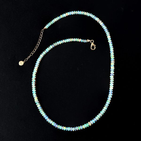LUXORO zertifiziert und geprüft AAAA natürliche, äthiopische Welo Opal Halskette in 585 Gold, 45+5 cm - 40 ct. image number 0