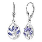 Tansanit, Weißer Zirkon Ohrringe 925 Silber rhodiniert ca. 0.97 ct