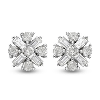Diamant zertifiziert I2-I3/G-H Cluster Ohrstecker 375 Weißgold 0.50 ct