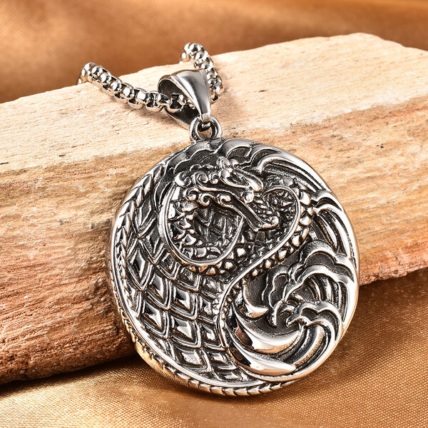 Drachen Anh&auml;nger mit Kette ca. 60 cm in Edelstahl image number 1